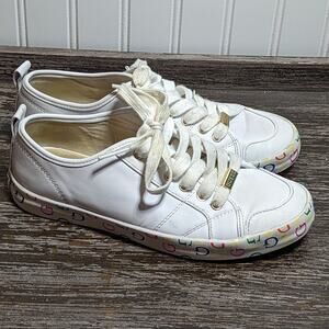 Guess *RARE* Women's White Rainbow Letter Faux Leather Comfort Sneaker Size 6.5M